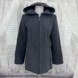 Croft & Barrow Women Size Medium Hooded Wool Blend Zip Up Dark Gray Winter Coat